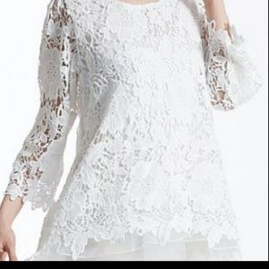 Bell sleeved white lace tunic